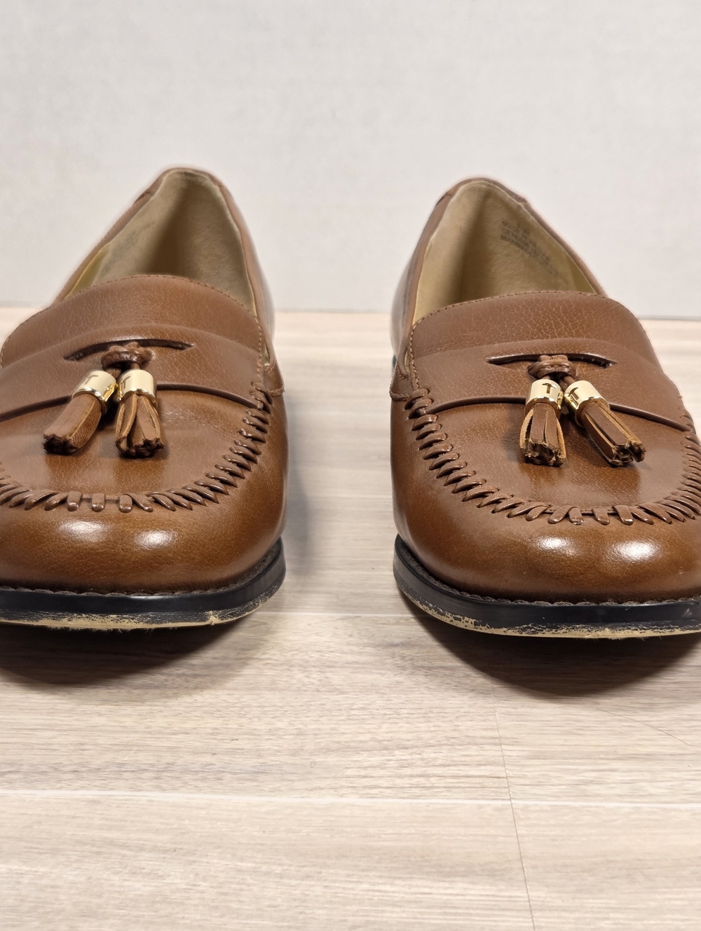 Laura Tasseled Burnished Calf Leather Loafers - Picture 3 of 10